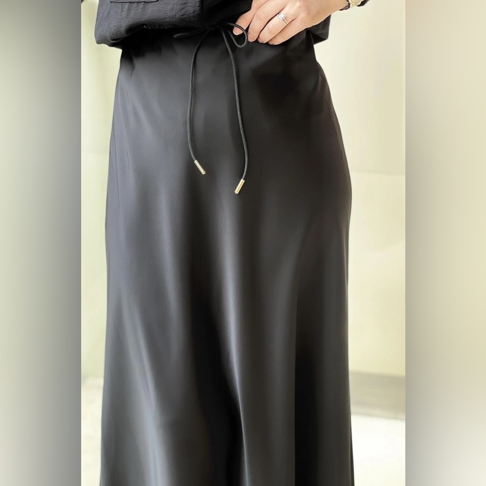 Rachel Zoe Black Satin Maxi Skirt
